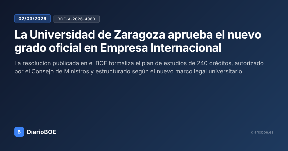 La Universidad de Zaragoza aprueba el nuevo grado oficial en Empresa ...