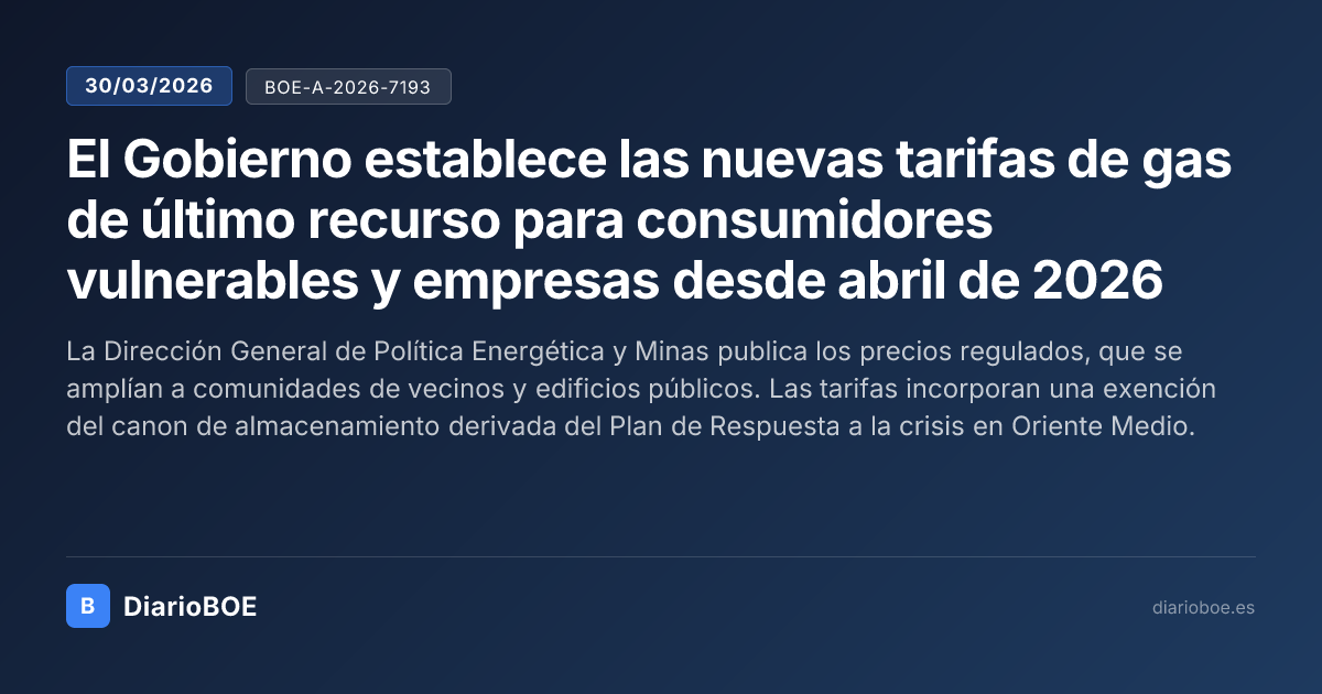 El Gobierno establece las nuevas tarifas de gas de último recurso para ...